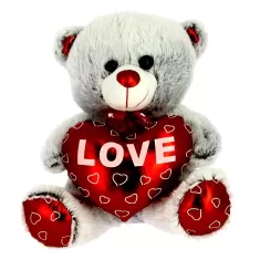Peluche orso grigio con cuore rosso 28 cm
